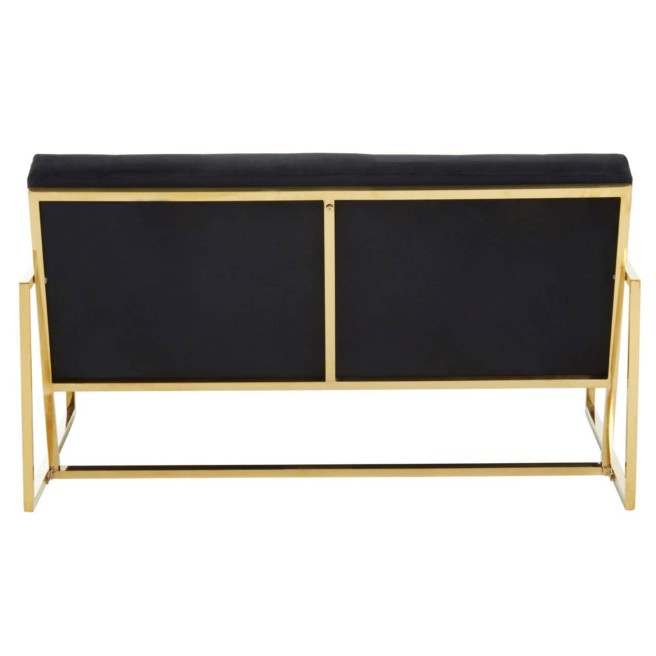 Azalea Two-Seat Sofa – Black Velvet & Gold Steel