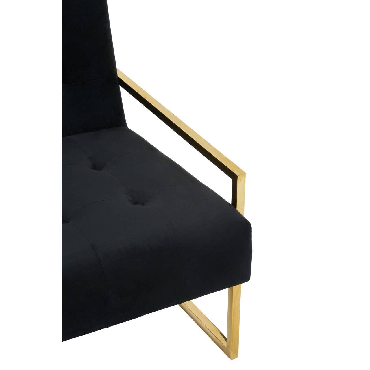 Azalea Two-Seat Sofa – Black Velvet & Gold Steel
