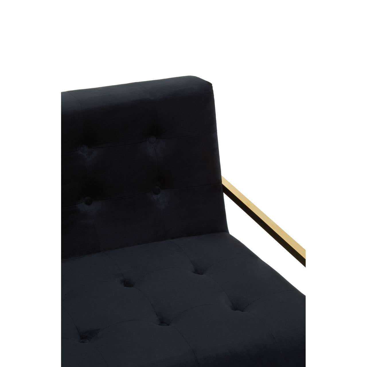 Azalea Two-Seat Sofa – Black Velvet & Gold Steel