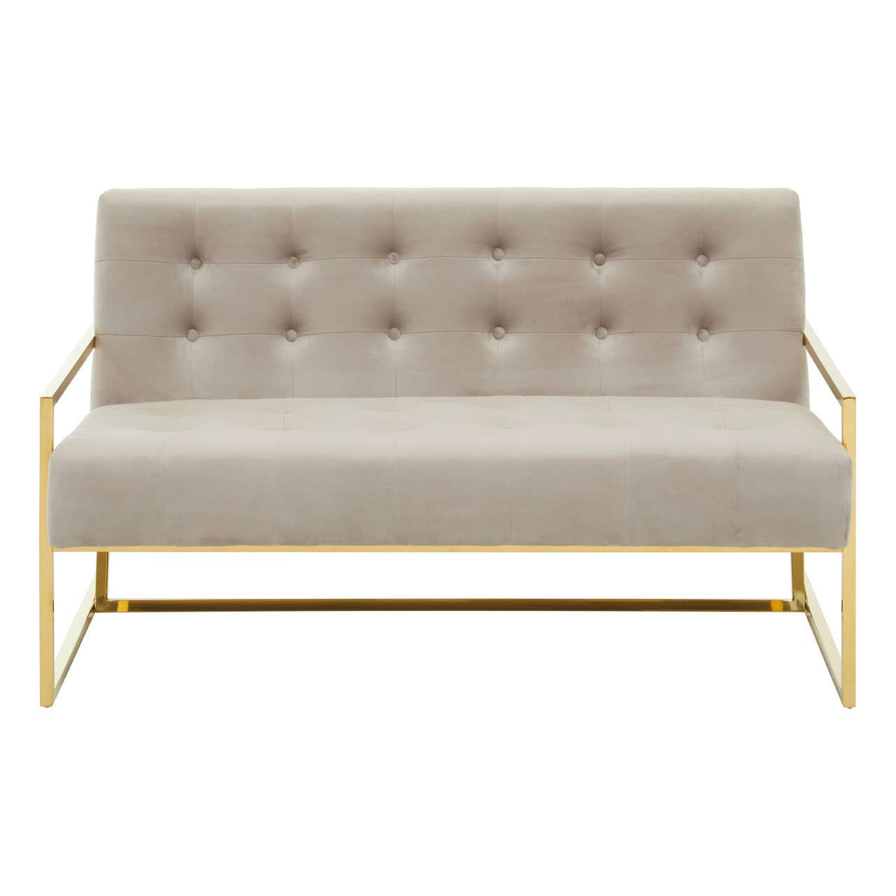 Azalea Two-Seat Sofa – Mink Velvet & Gold Steel