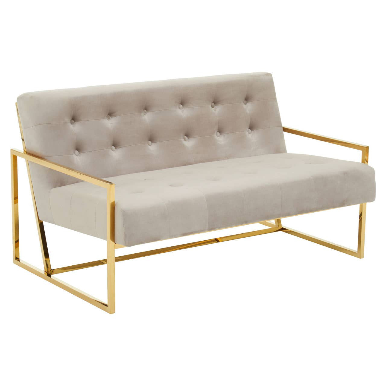 Azalea Two-Seat Sofa – Mink Velvet & Gold Steel