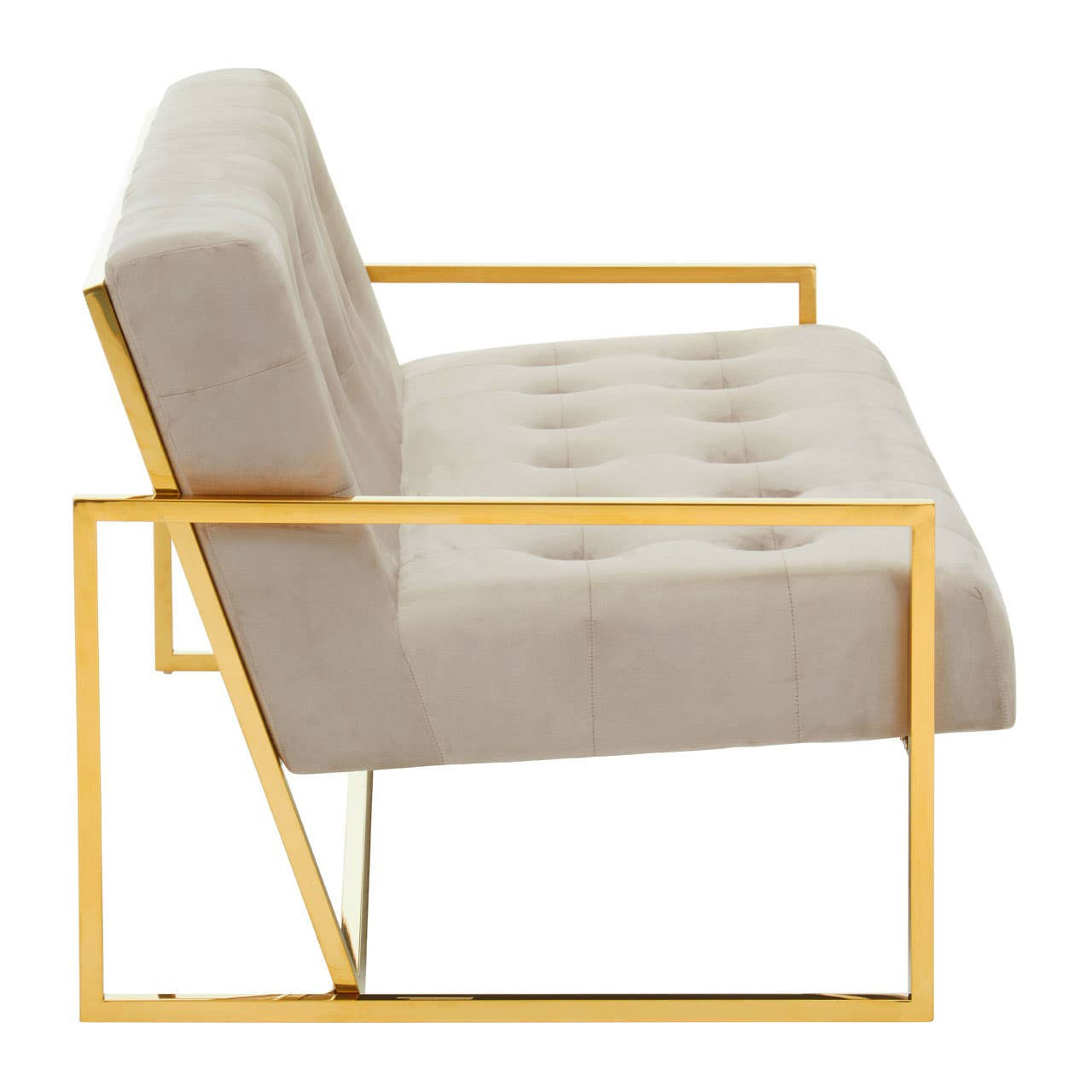 Azalea Two-Seat Sofa – Mink Velvet & Gold Steel