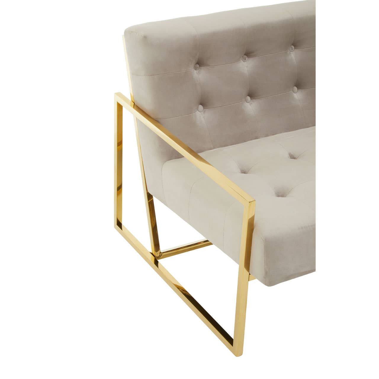Azalea Two-Seat Sofa – Mink Velvet & Gold Steel