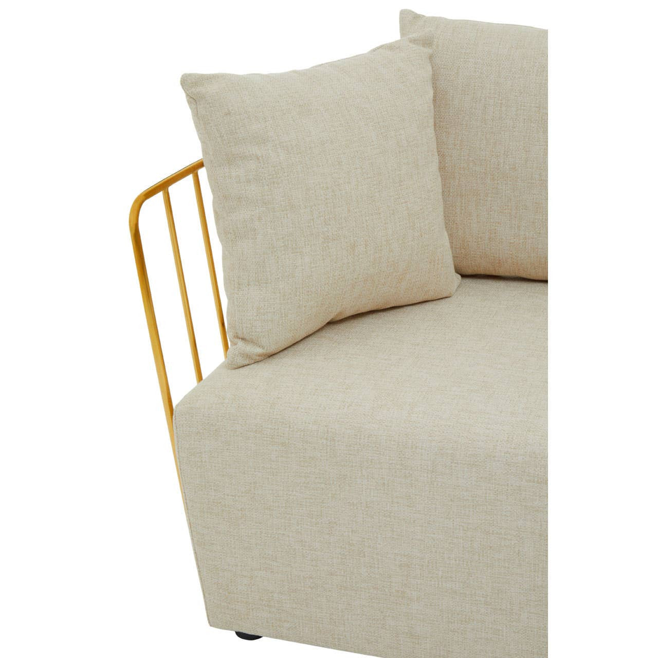 Azalea Two-Seat Sofa – Natural Fabric & Gold Steel