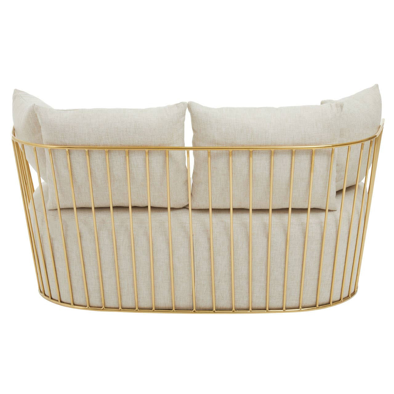Azalea Two-Seat Sofa – Natural Fabric & Gold Steel