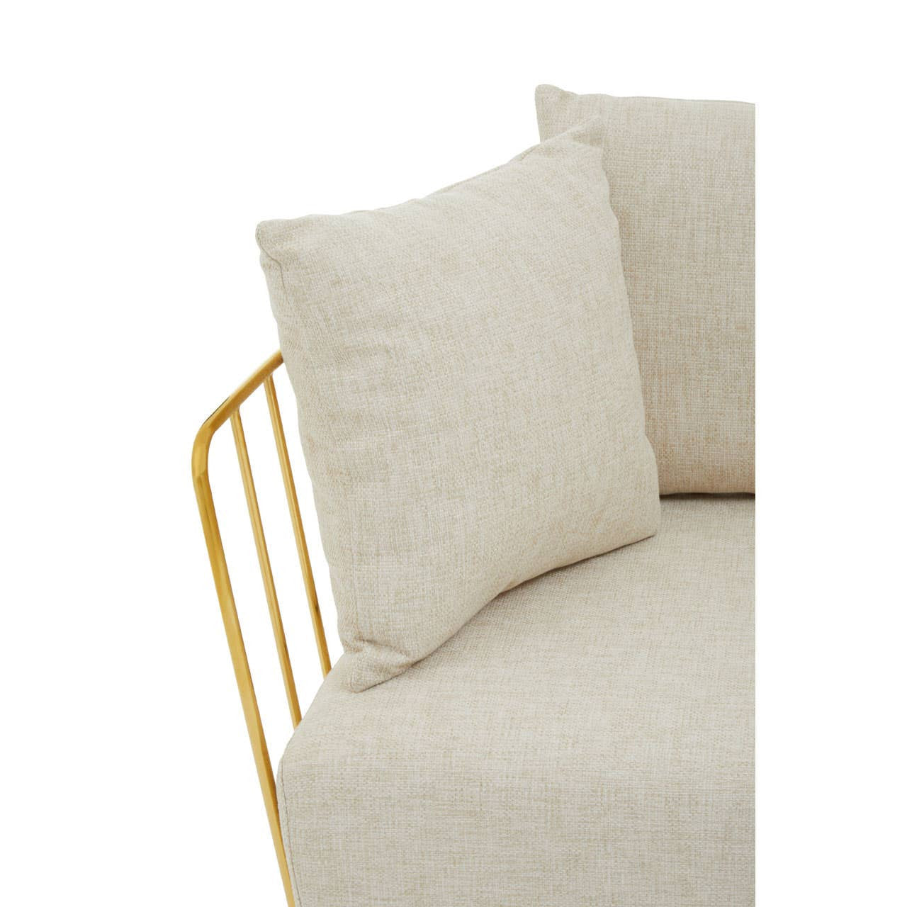 Azalea Two-Seat Sofa – Natural Fabric & Gold Steel