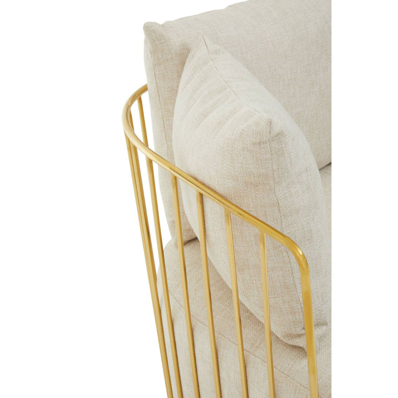 Azalea Two-Seat Sofa – Natural Fabric & Gold Steel