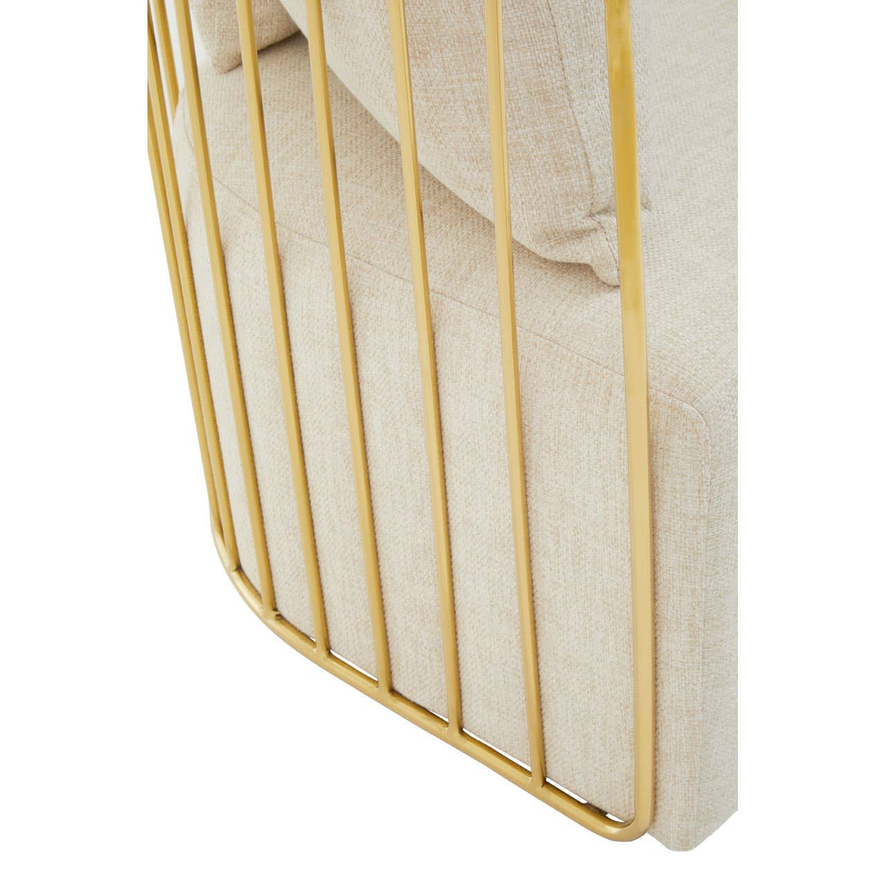 Azalea Two-Seat Sofa – Natural Fabric & Gold Steel