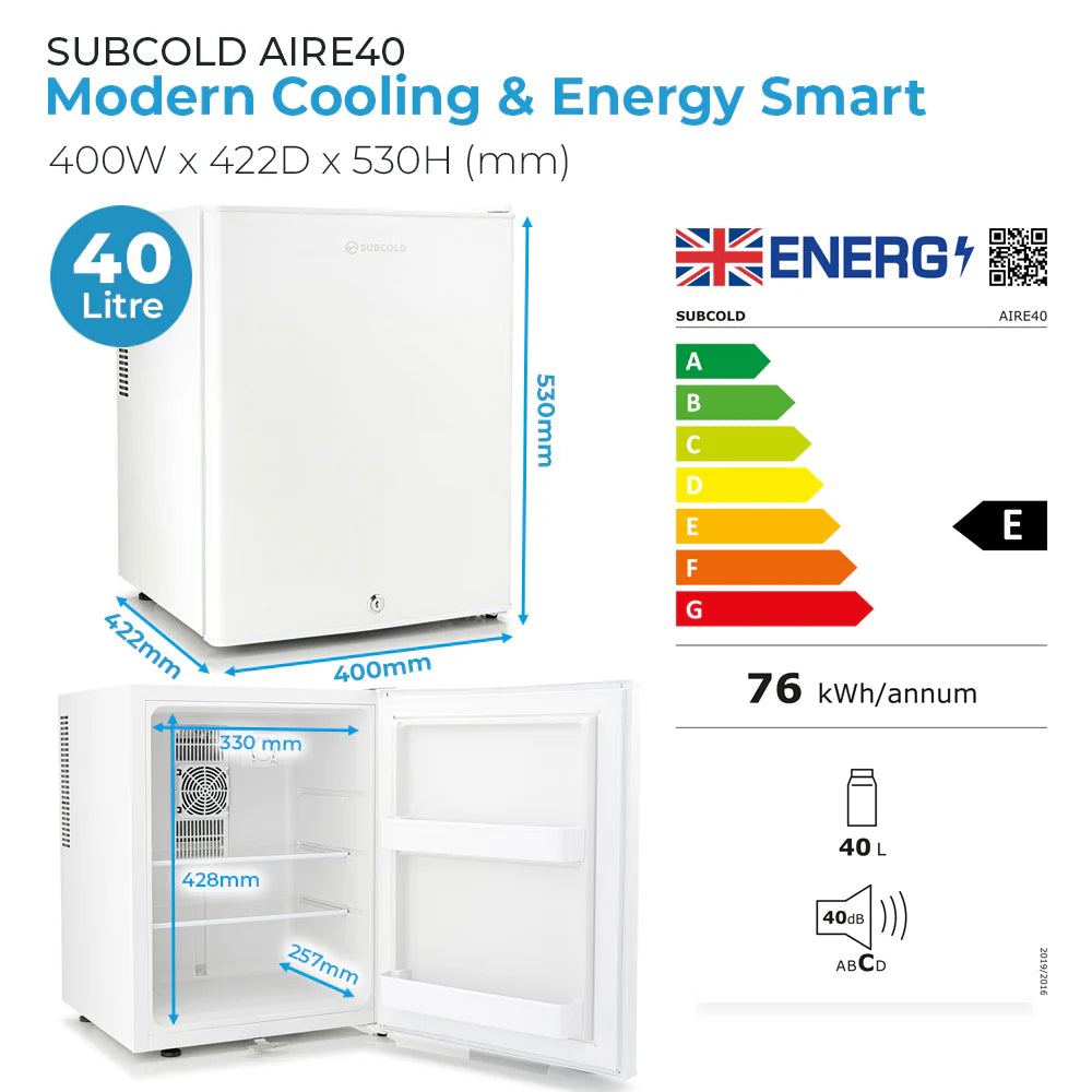 Subcold Aire40 LED Mini Fridge - White