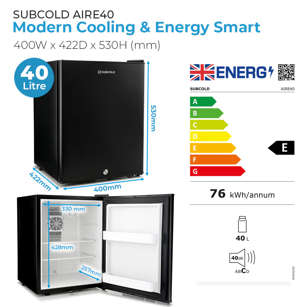 Subcold Aire40 LED Mini Fridge - Black