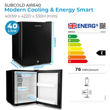 Subcold Aire40 LED Mini Fridge - Black