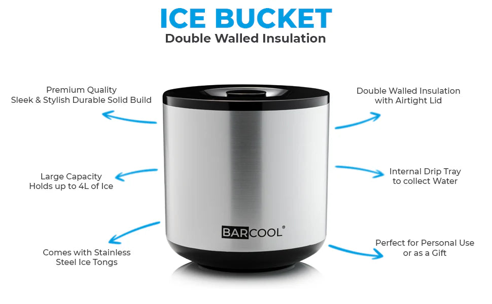Barcool 4L Ice Bucket - Round Silver