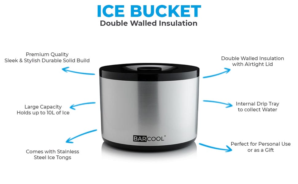 Barware Barcool 10L Ice Bucket Round - Silver