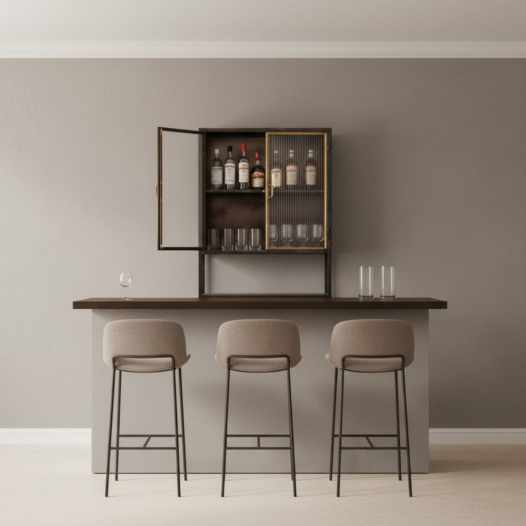 Black and Antique Gold "Orwell" Square Metal Wall Cabinet with Shelf