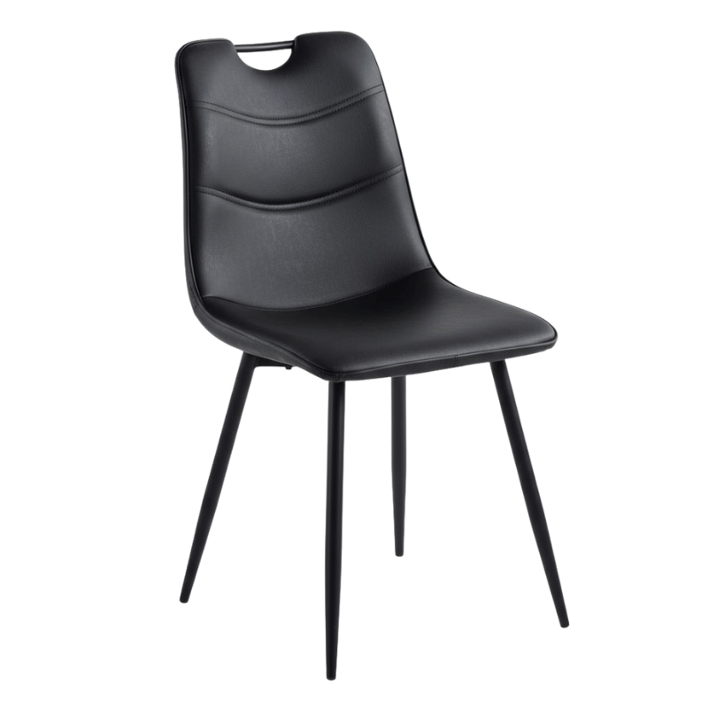 Chair Black Faux Leather Chair Black Metal Legs