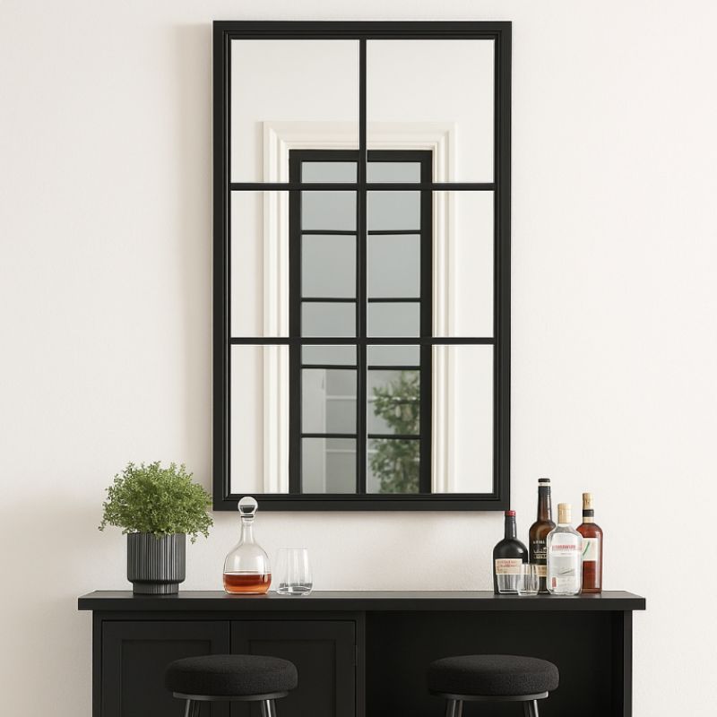 Black Wood XL Window Mirror