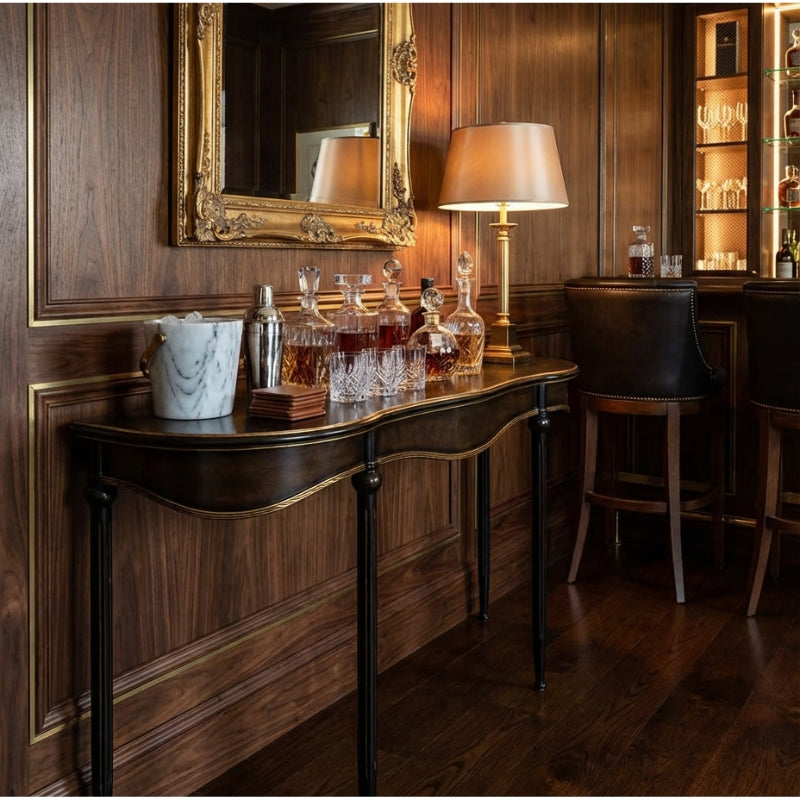 Black & Antique Gold "Orwell" Console Table