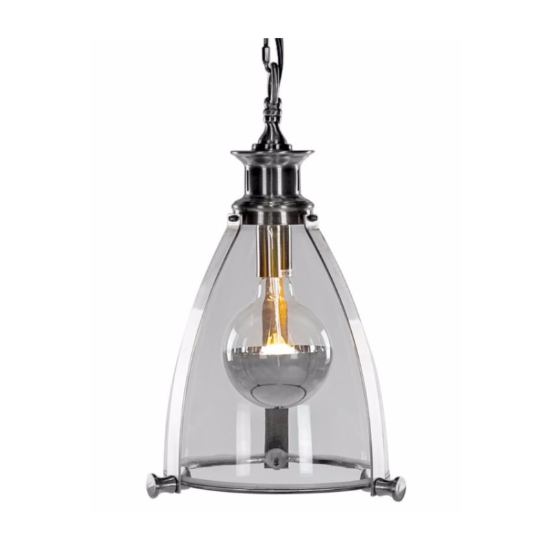 Chrome and Glass Lantern Ceiling Light