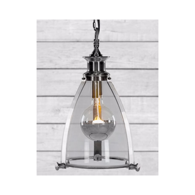 Chrome and Glass Lantern Ceiling Light
