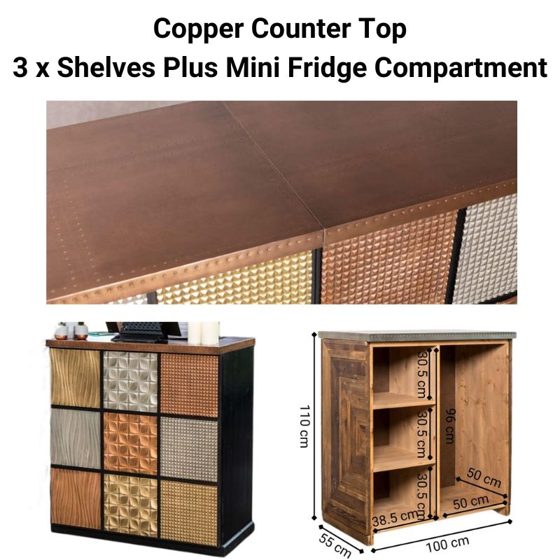 Modular Metal Front Bar - Copper, Brass & Zinc Panels with Custom Options