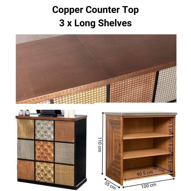 Modular Metal Front Bar - Copper, Brass & Zinc Panels with Custom Options