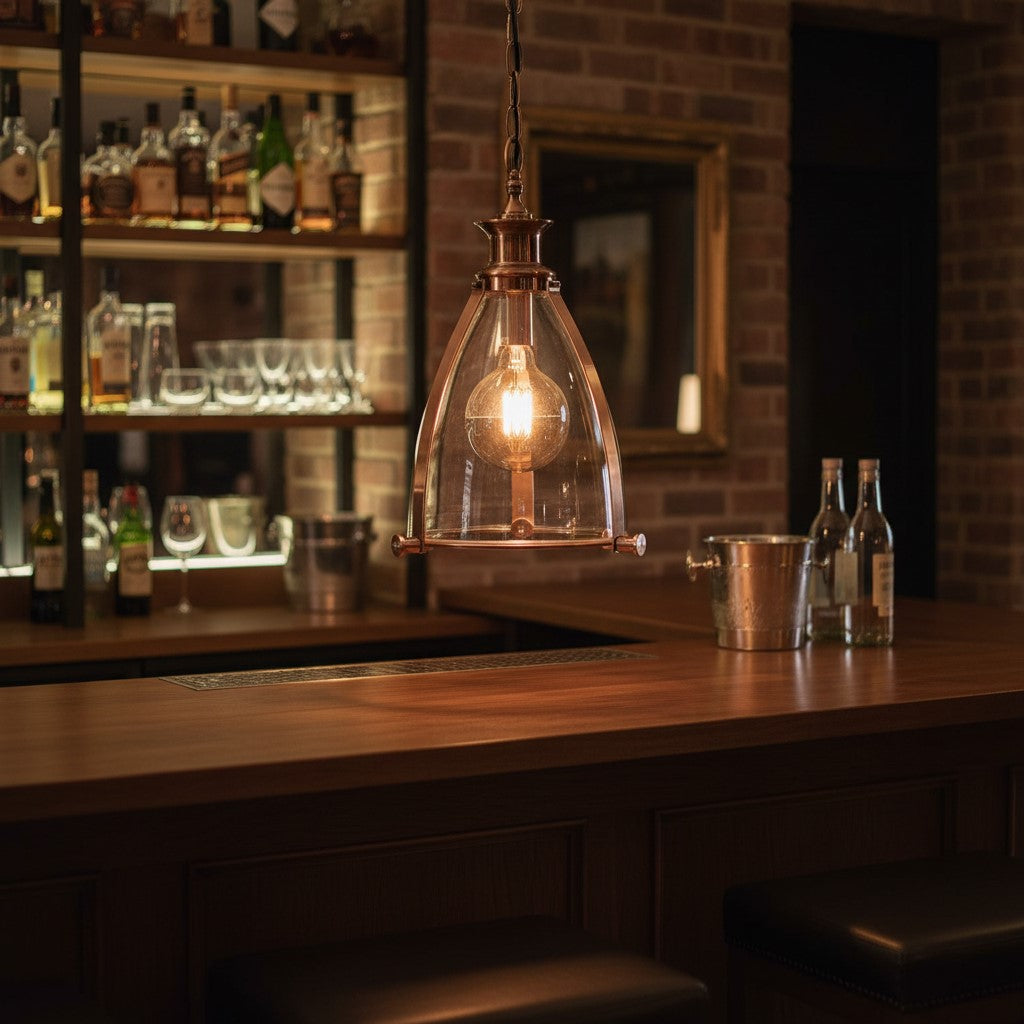 Copper and Glass Lantern Ceiling Light