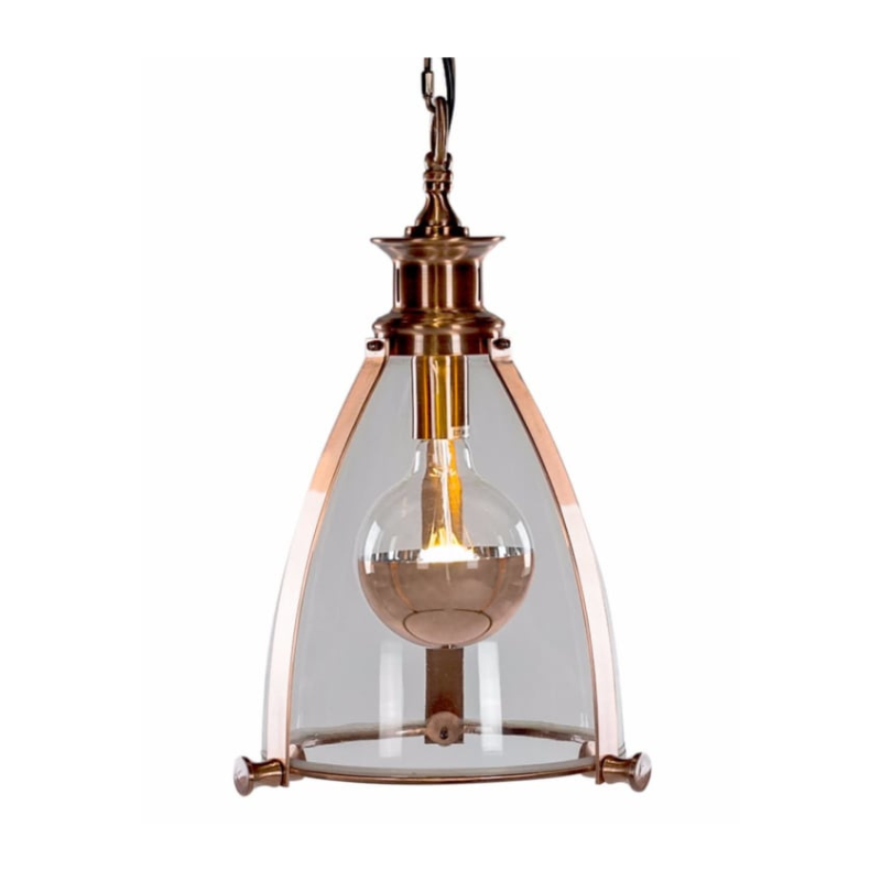 Copper and Glass Lantern Ceiling Light
