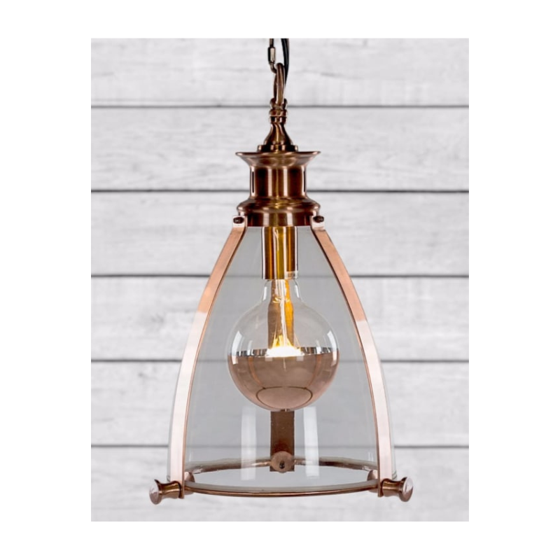 Copper and Glass Lantern Ceiling Light
