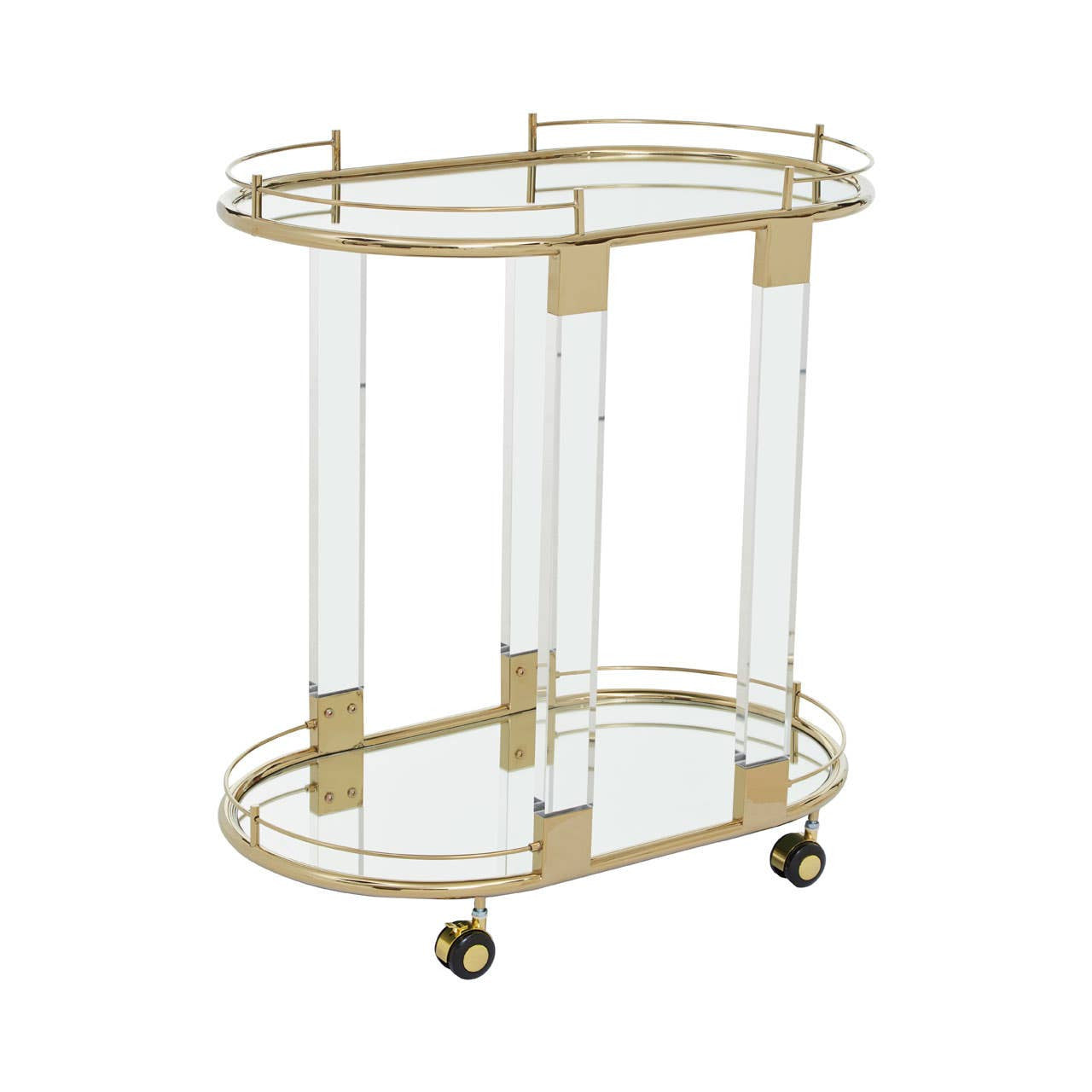 Oval Drinks Trolley – Gold & Acrylic