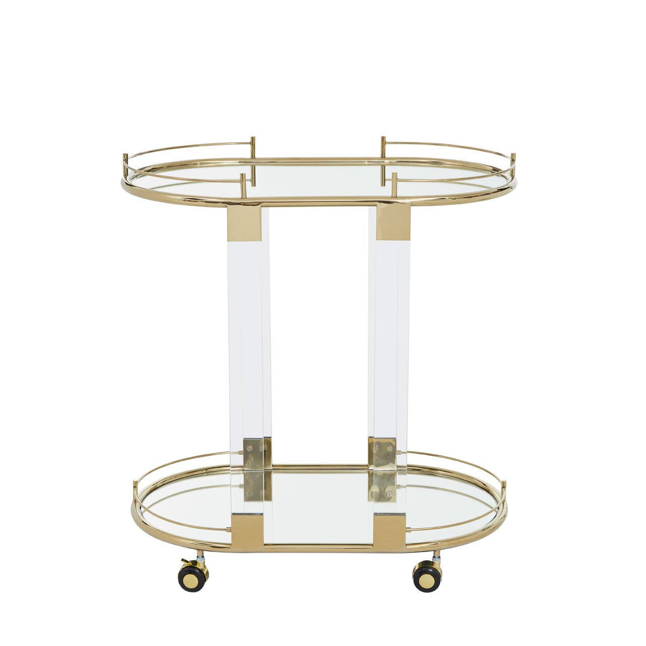Oval Drinks Trolley – Gold & Acrylic