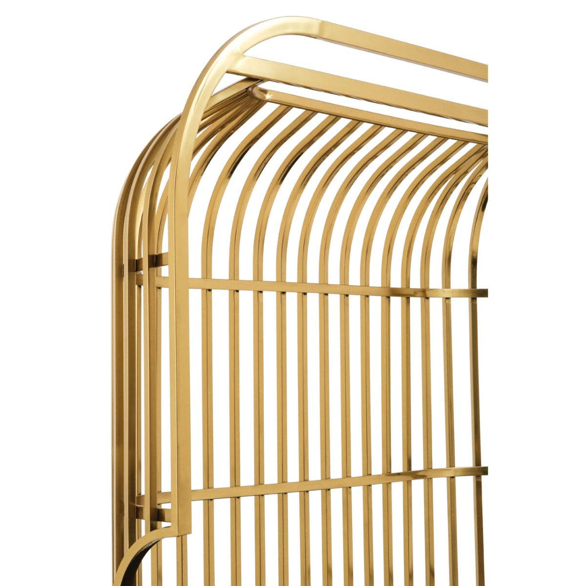 Eliza Dome Cage Sofa – Gold & Black Faux Leather