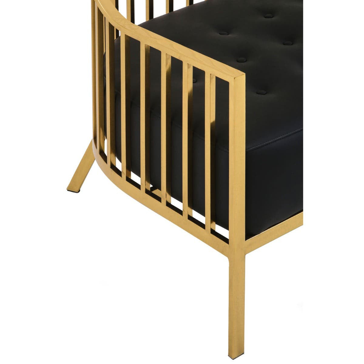 Eliza Dome Cage Sofa – Gold & Black Faux Leather