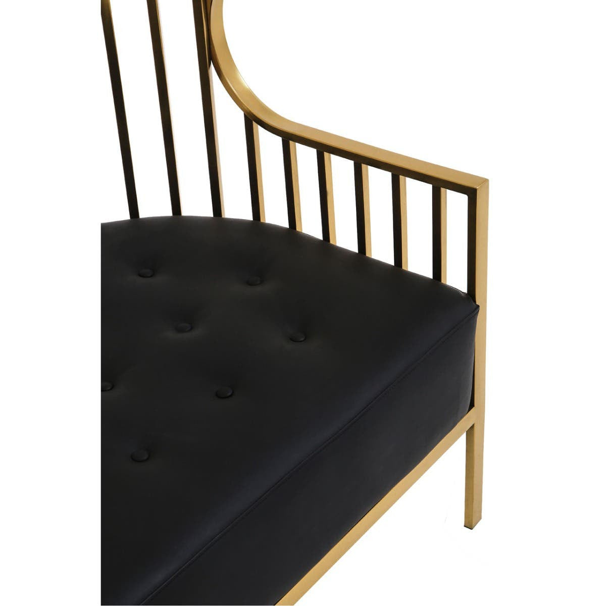 Eliza Dome Cage Sofa – Gold & Black Faux Leather