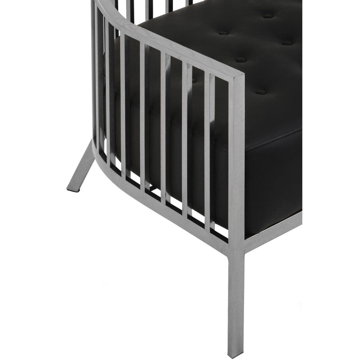 Eliza Dome Cage Sofa – Silver & Black Faux Leather