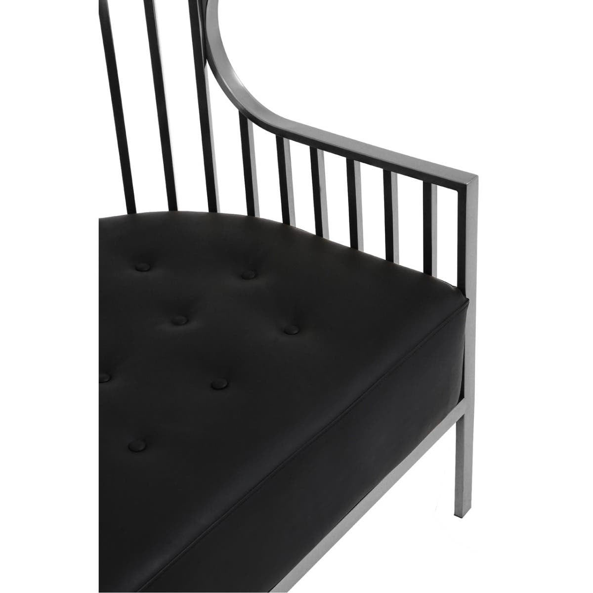 Eliza Dome Cage Sofa – Silver & Black Faux Leather