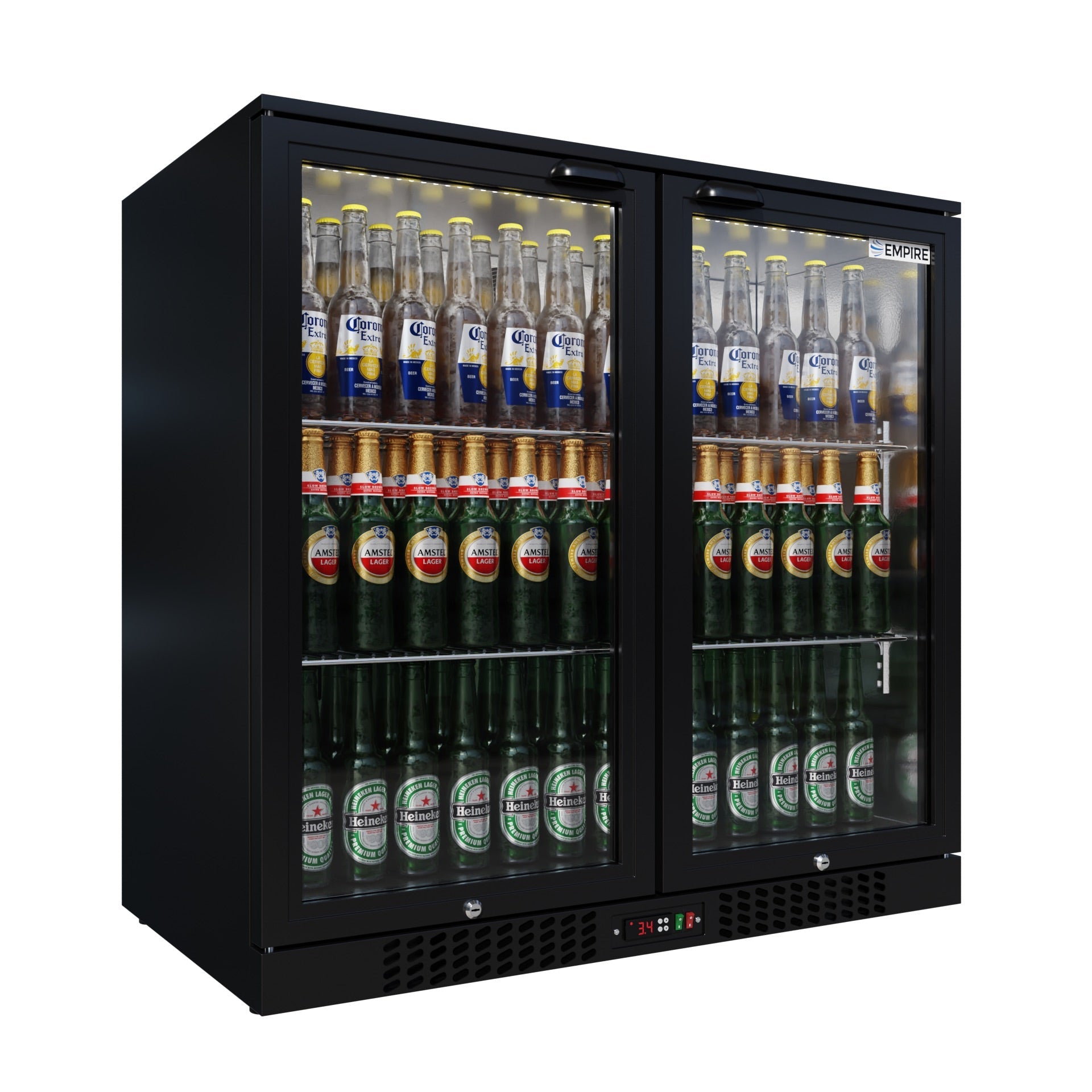Empire Double Door 208L Bottle Cooler – A Rated Hinged Door Commercial Back Bar Fridge | CL-210H