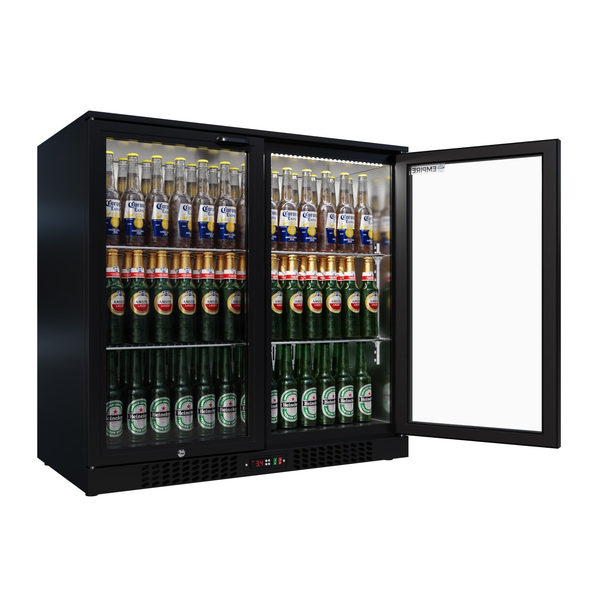 Empire Double Door 208L Bottle Cooler – A Rated Hinged Door Commercial Back Bar Fridge | CL-210H