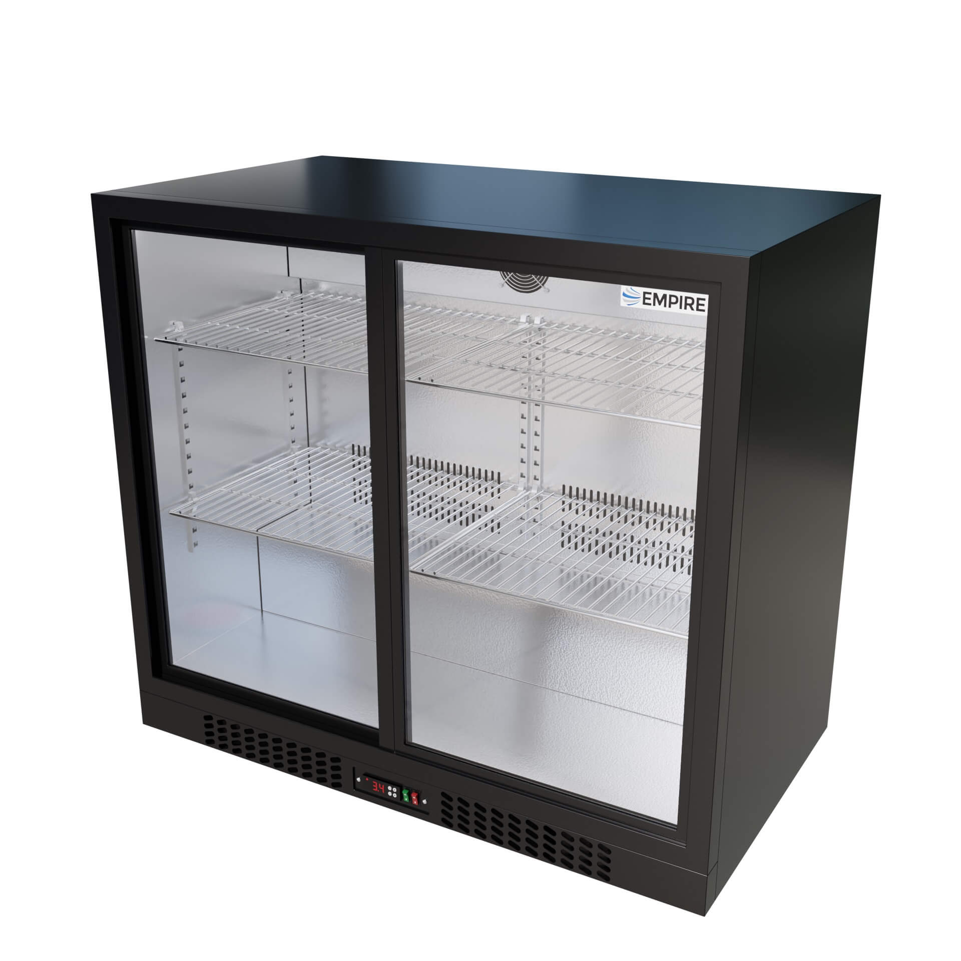 Empire Double Door Bottle Cooler – A Rated Low 835mm Height Sliding Door Commercial Back Bar Fridge