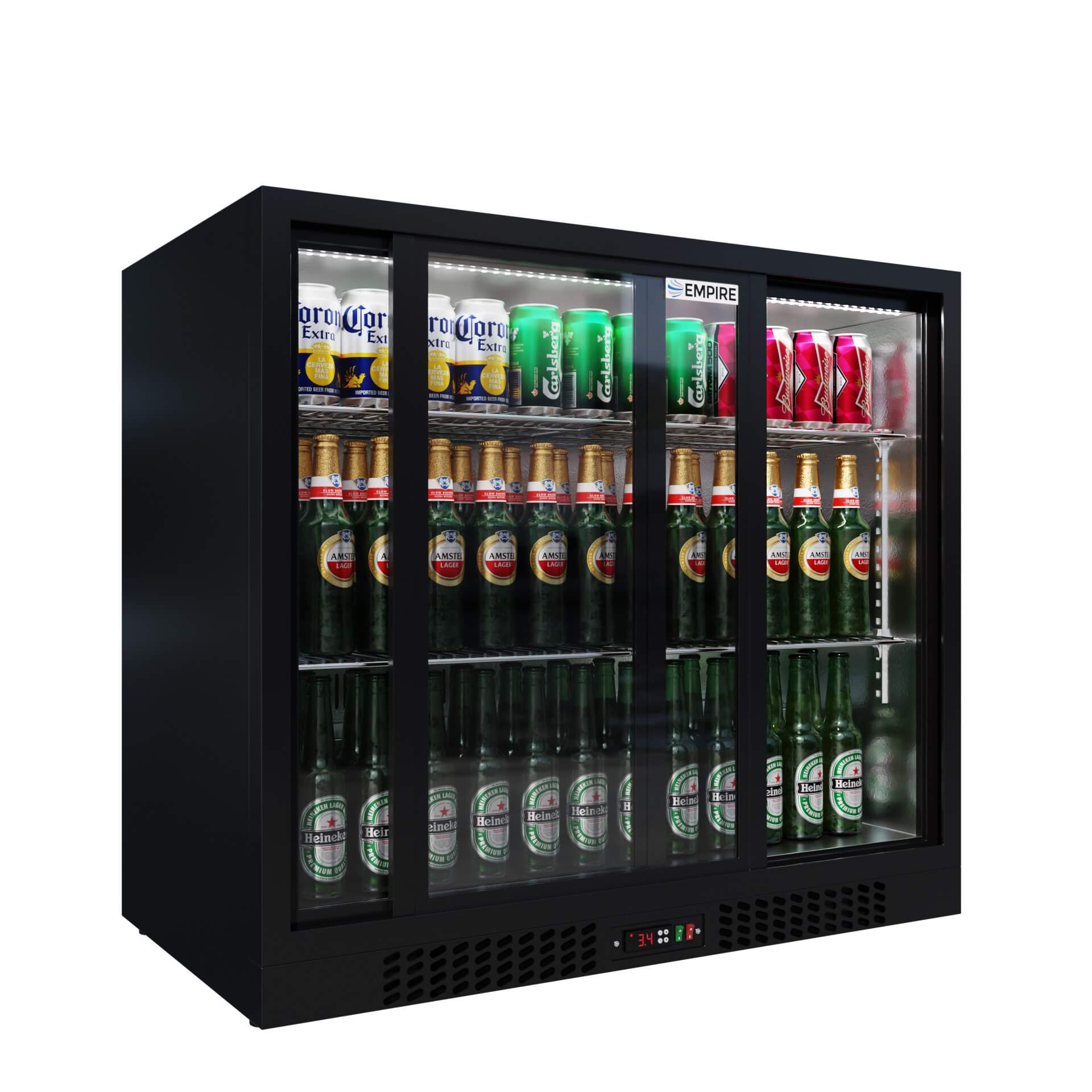 Empire Double Door Bottle Cooler – A Rated Low 835mm Height Sliding Door Commercial Back Bar Fridge