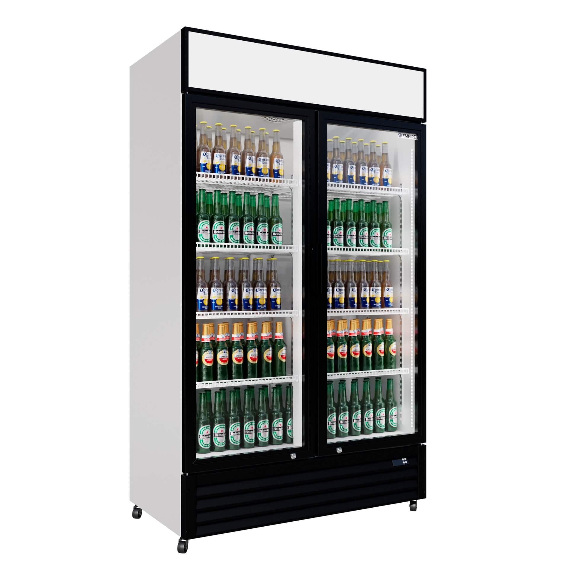 Empire Double Door Display Cooler Hinged – B Rated Commercial Fridge with Merchandising Canopy | CL-690A