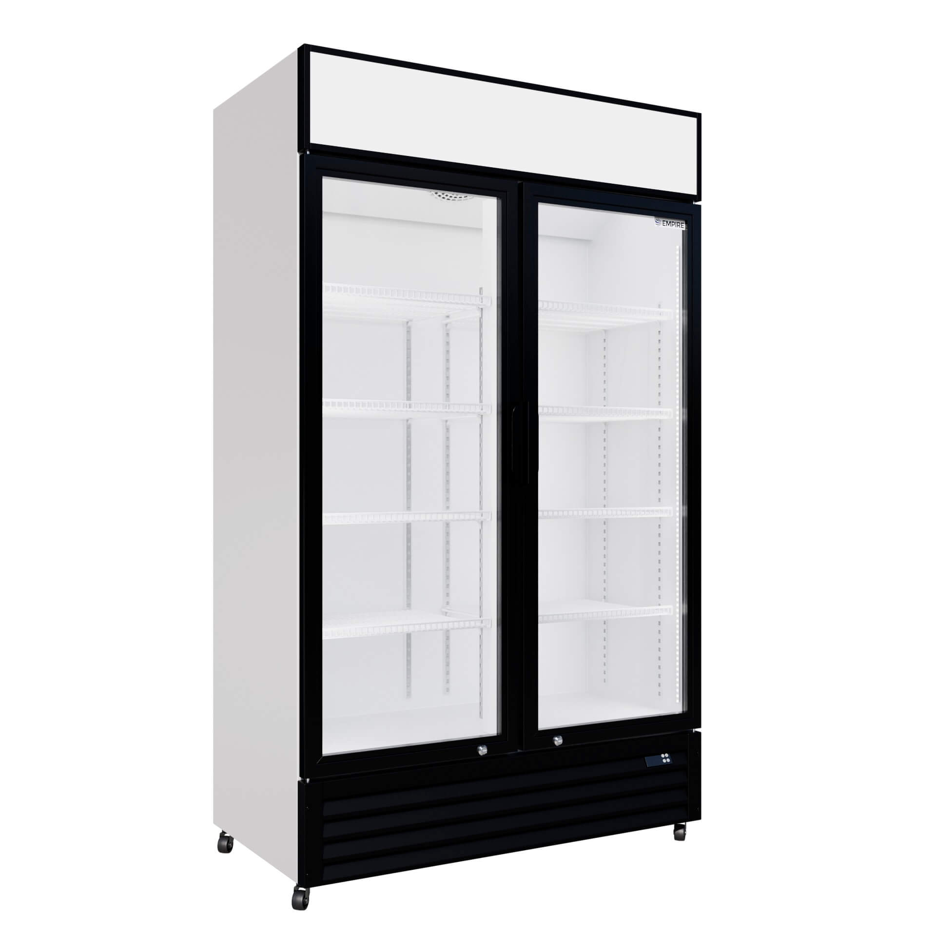 Empire Double Door Display Cooler Hinged – B Rated Commercial Fridge with Merchandising Canopy | CL-690A