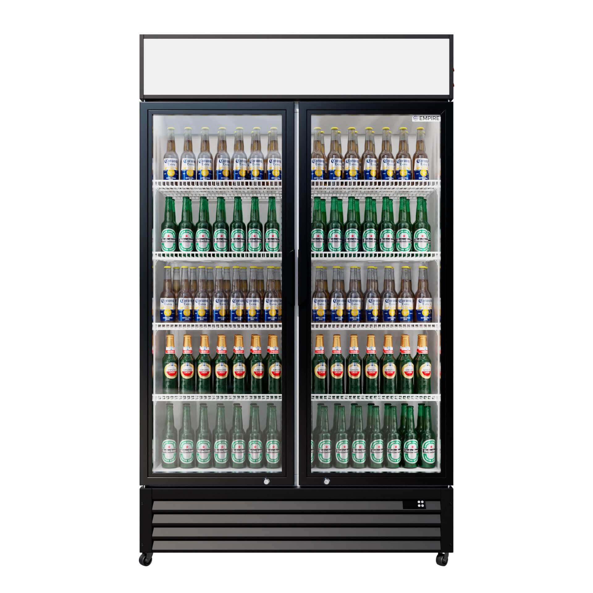 Empire Double Door Display Cooler Hinged – B Rated Commercial Fridge with Merchandising Canopy | CL-690A