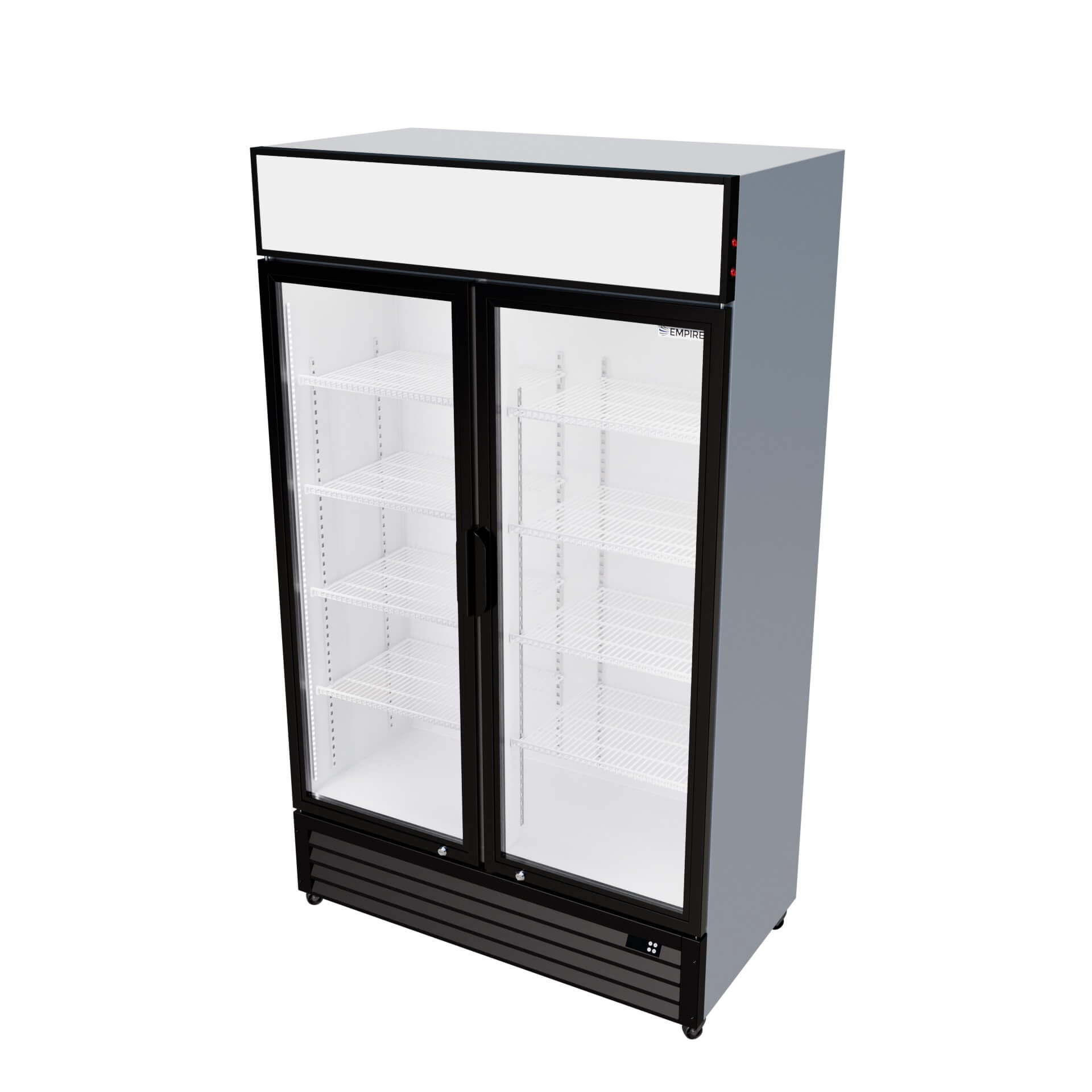Empire Double Door Display Cooler Hinged – B Rated Commercial Fridge with Merchandising Canopy | CL-690A