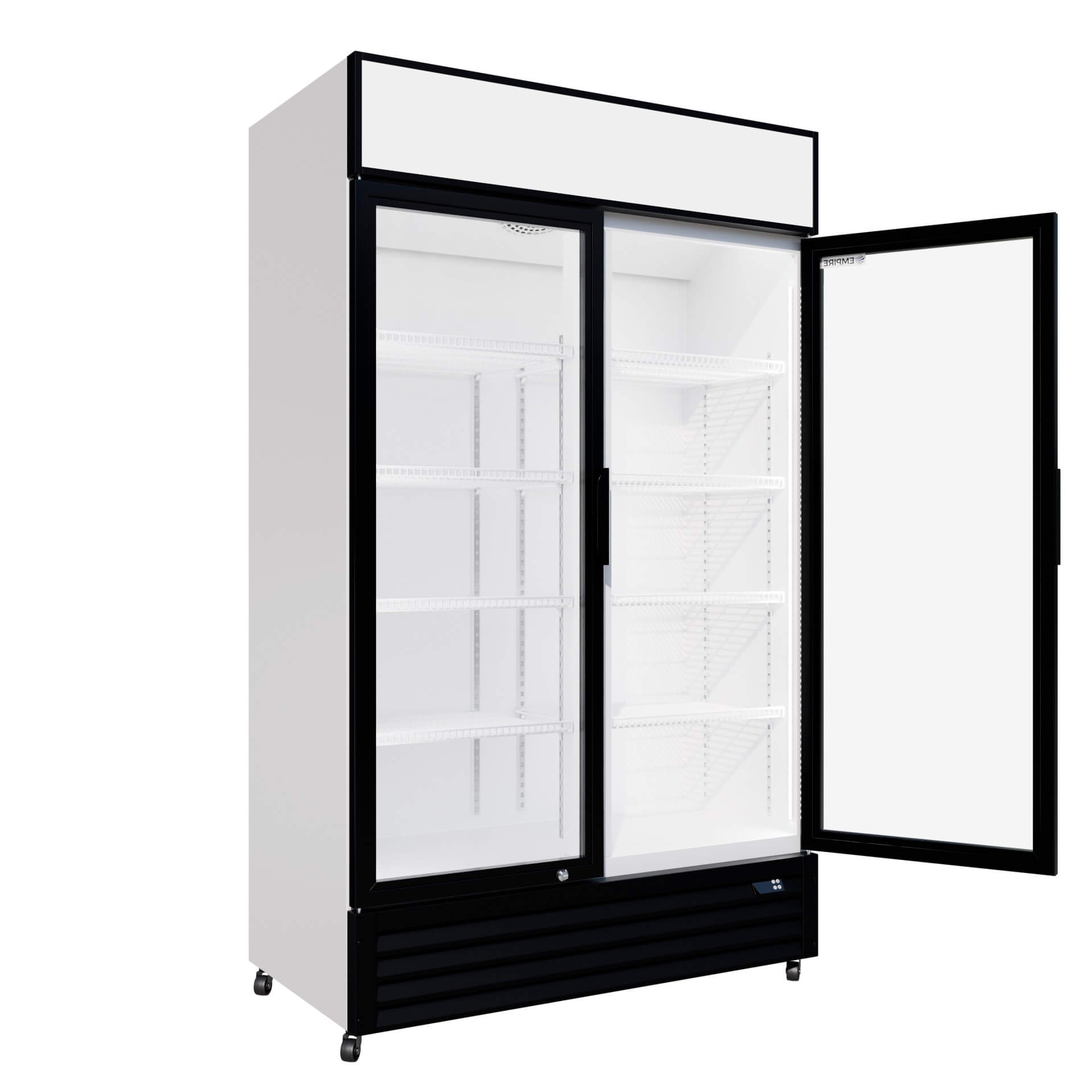 Empire Double Door Display Cooler Hinged – B Rated Commercial Fridge with Merchandising Canopy | CL-690A