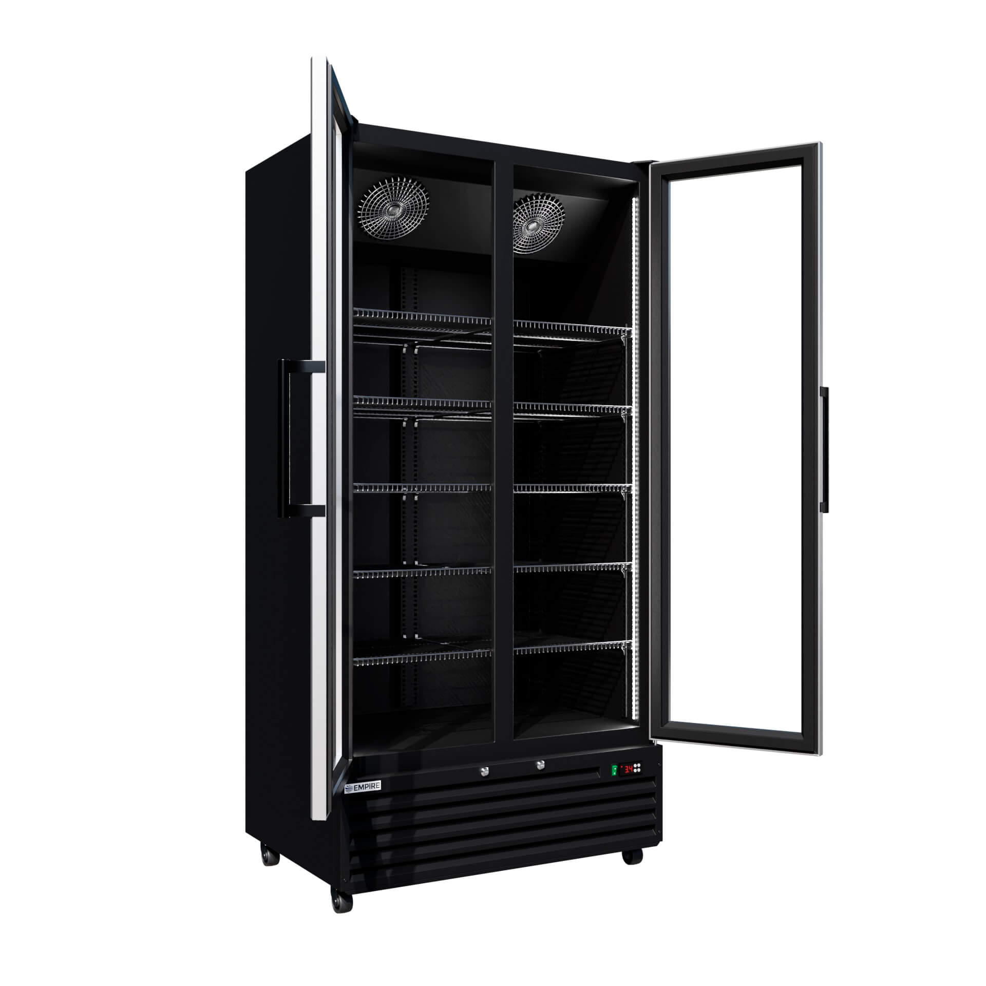 Empire Double Door Upright Back Bar Bottle Cooler – 776L Commercial Glass Door Display Fridge Merchandiser