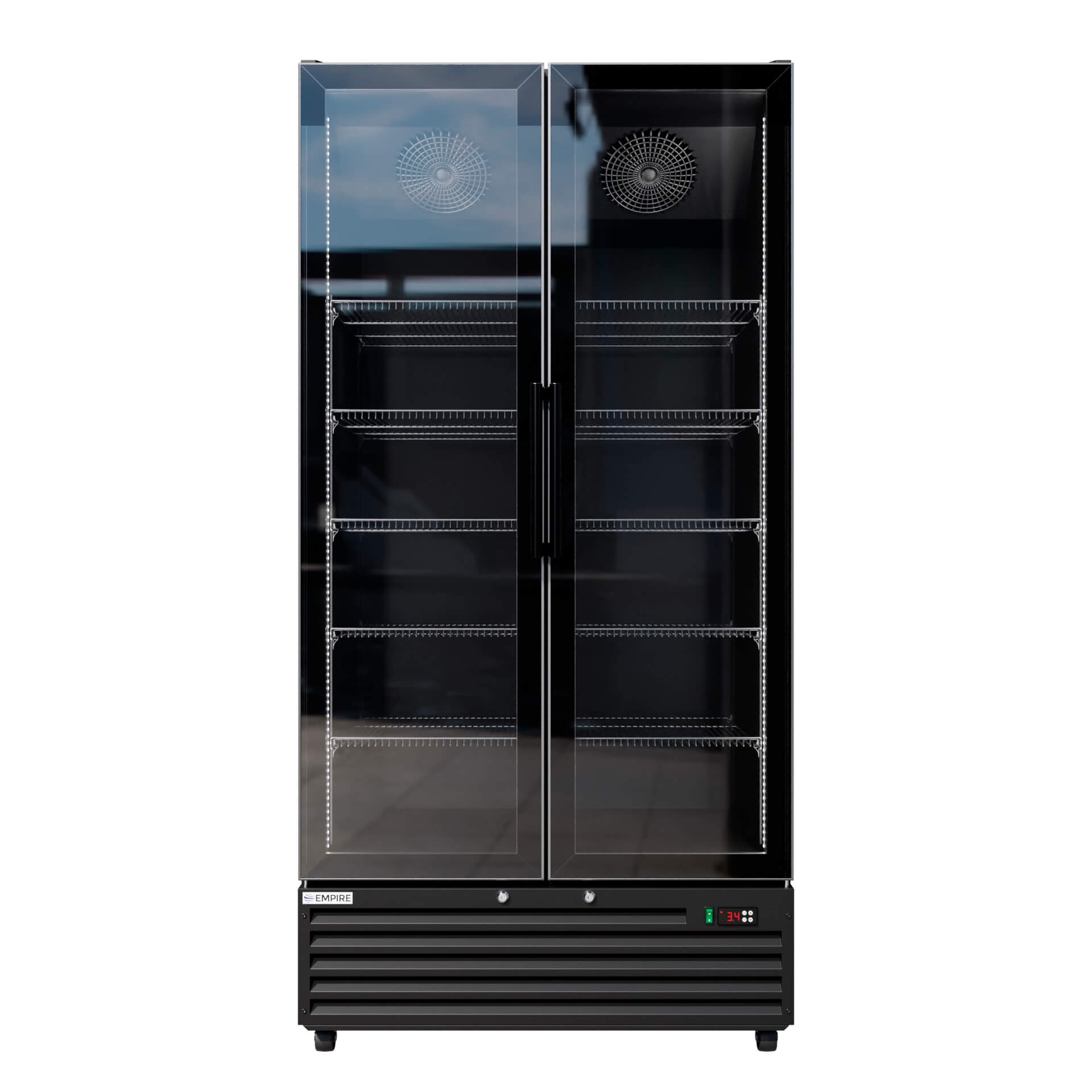 Empire Double Door Upright Back Bar Bottle Cooler – 776L Commercial Glass Door Display Fridge Merchandiser