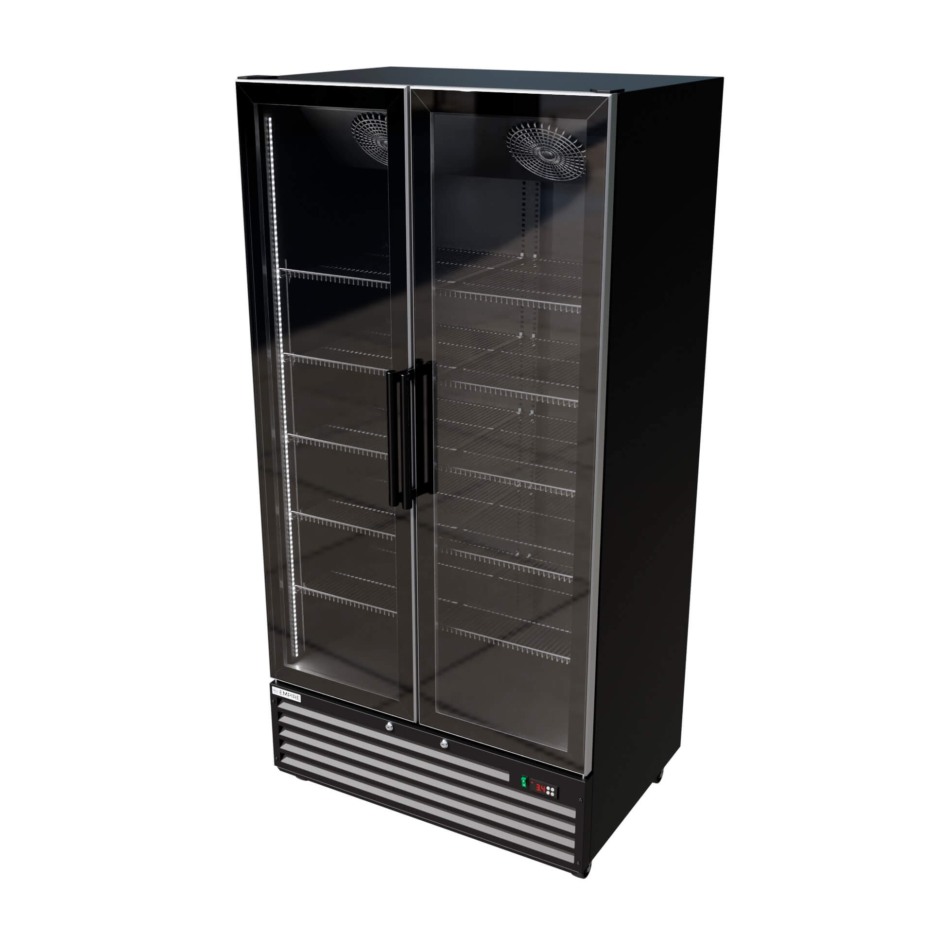 Empire Double Door Upright Back Bar Bottle Cooler – 776L Commercial Glass Door Display Fridge Merchandiser