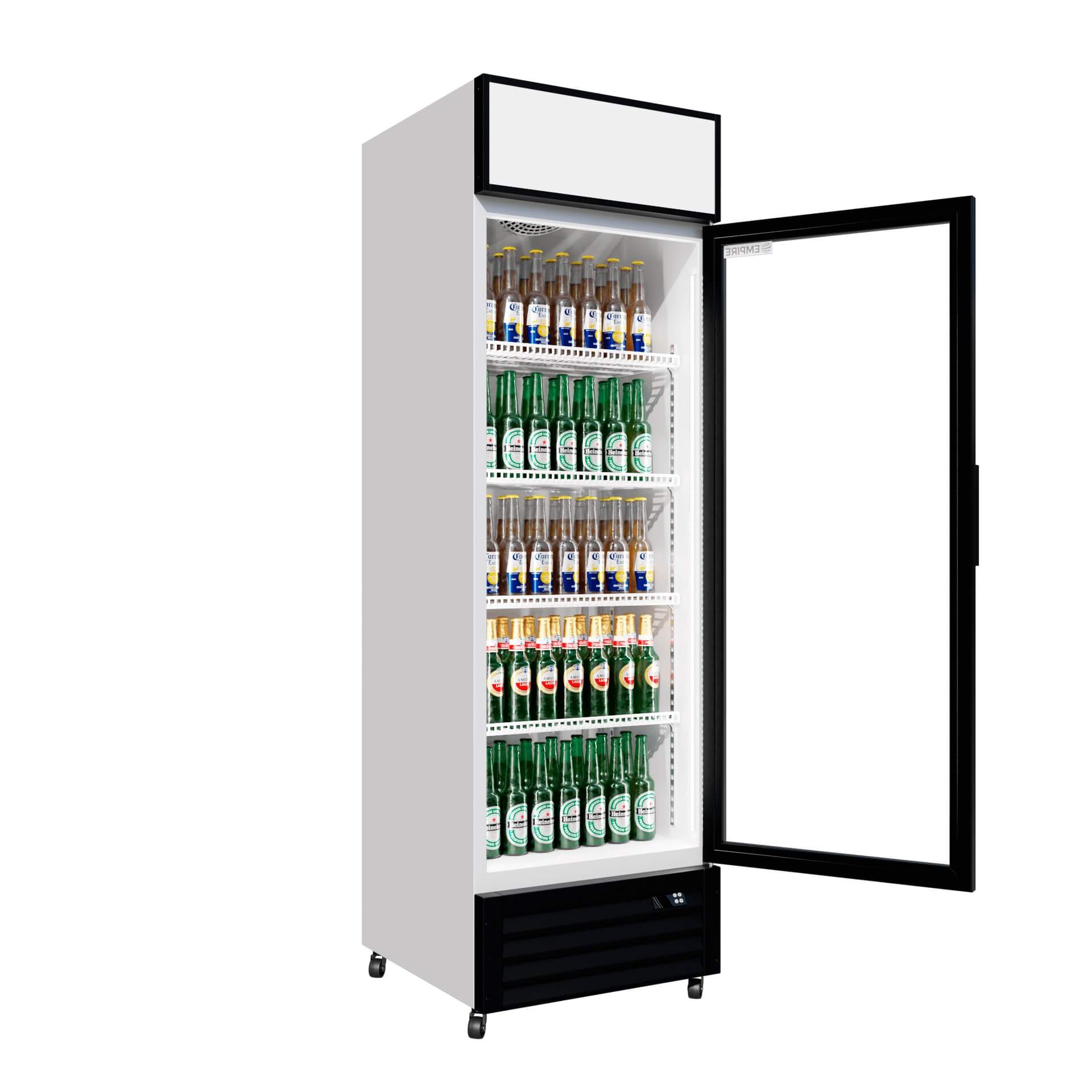 Empire Single Door Display Cooler – B Rated 375L Commercial Fridge with Merchandising Canopy | CL-370