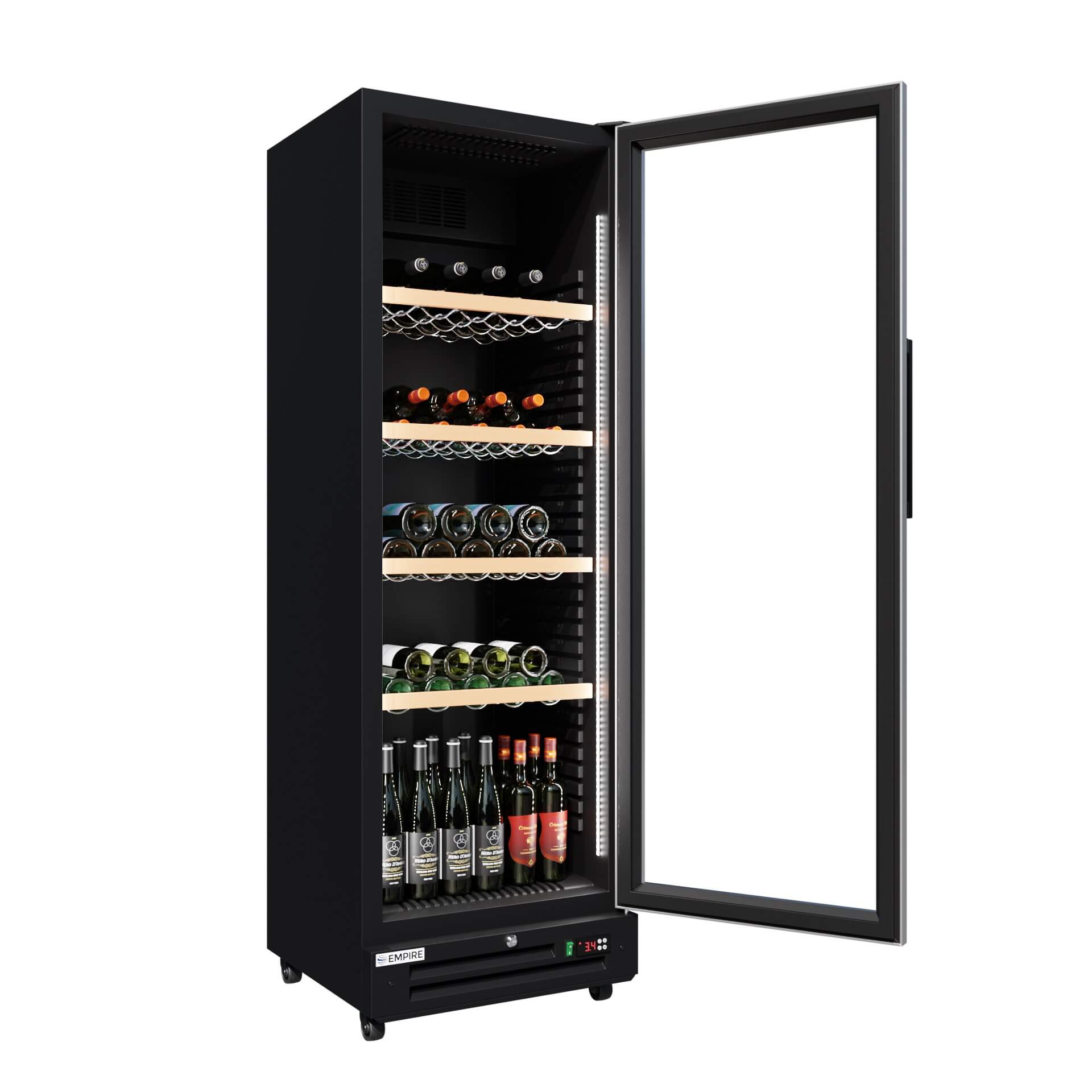 Empire Single Door Upright Wine Cooler – 78 Bottle 360L Commercial Display Fridge