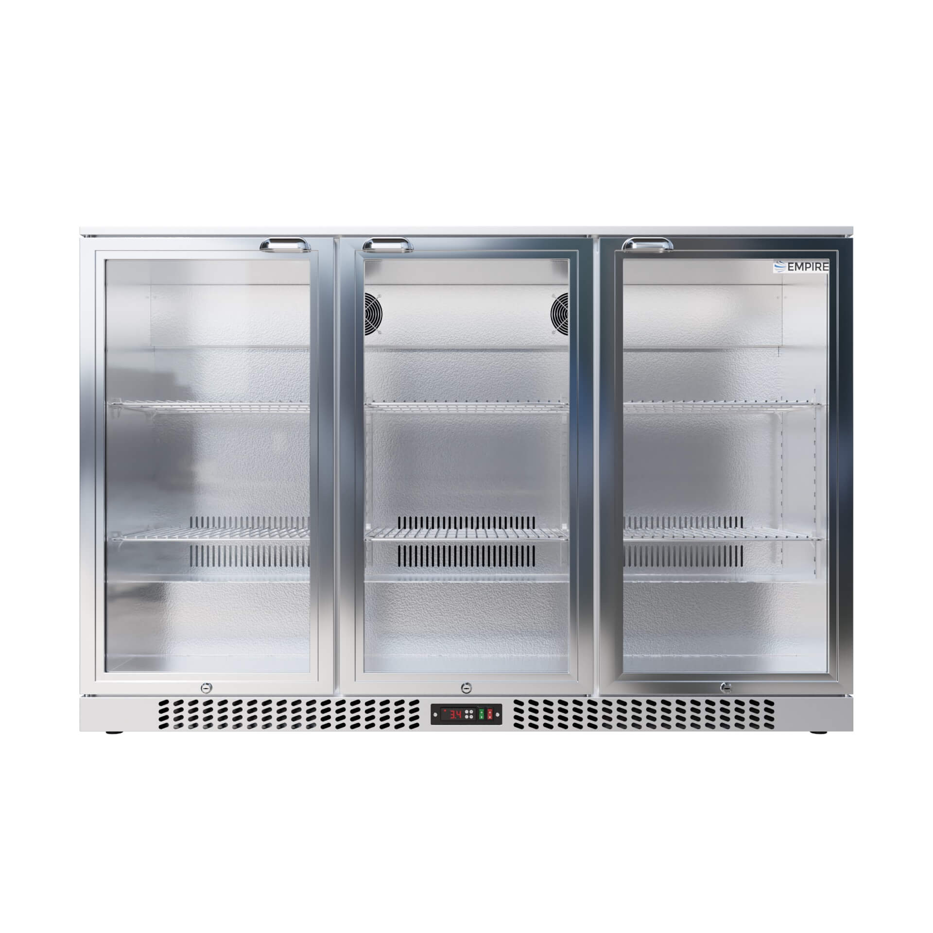 Empire Triple Door 330L Bottle Cooler – B Rated Stainless Steel Hinged Door Commercial Back Bar Fridge